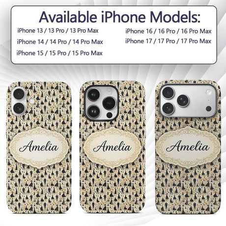Elegant Black Dress Fashion Decorative Design Custom Name Protective Phone Case Mobile Cover Durable Everyday Smartphone Shock Resistant