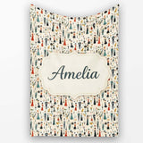 Retro Party People Music Fashion Pattern Seamless Name Cute Unique  Personalised Custom Name Super Soft Fleece Blanket Bed Sofa Throw