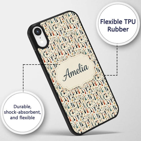 Retro Party People Music Fashion Pattern Seamless Custom Name Protective Phone Case Mobile Cover Durable Everyday Smartphone Shock Resistant