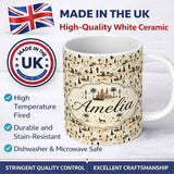 Personalized Custom Name Vintage Desert Scene Couples and Landmarks Pattern Seamless Name 11oz Ceramic Coffee Tea Mug White Large Handle