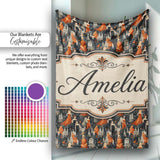 Elegant Vintage Evening Couples Cityscape Seamless Pattern Name Cute  Personalised Custom Name Super Soft Fleece Blanket Bed Sofa Throw
