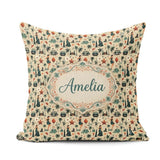 Custom Name Retro Mid Century Fashion Cars and Palm Pattern Name Square Filled Cushion Throw Pillow Sofa Bed Home Decor Zip Washable UK Made
