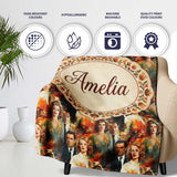 Classic Hollywood Glamour Portraits Artistic Seamless Pattern Name  Personalised Custom Name Super Soft Fleece Blanket Bed Sofa Throw
