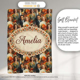 Classic Hollywood Glamour Portraits Artistic Seamless Pattern Name  Personalised Custom Name Super Soft Fleece Blanket Bed Sofa Throw