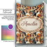 Classic Hollywood Glamour Portraits Artistic Seamless Pattern Name  Personalised Custom Name Super Soft Fleece Blanket Bed Sofa Throw