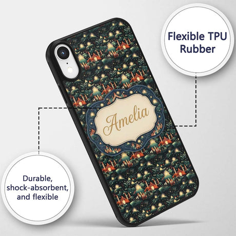 Magical Night Cityscape with Stars and Hills Custom Name Protective Phone Case Mobile Cover Durable Everyday Smartphone Shock Resistant
