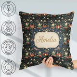 Custom Name Magical Night Cityscape with Stars and Hills Pattern Square Filled Cushion Throw Pillow Sofa Bed Home Decor Zip Washable UK Made