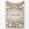 Soft Neutral Floral Botanical Seamless Pattern Name Cute Unique Gift  Personalised Custom Name Super Soft Fleece Blanket Bed Sofa Throw