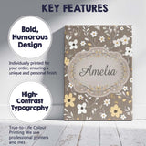 Personalised Name Soft Neutral Floral Custom Modern Room Accent Creative Decorator Style Canvas Wall Art Print Decor Picture Ready to Hang