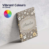 Personalised Name Soft Neutral Floral Custom Modern Room Accent Creative Decorator Style Canvas Wall Art Print Decor Picture Ready to Hang