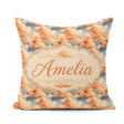 Custom Name Dreamy Warm Sunset Clouds Sky Seamless Pattern Name Square Filled Cushion Throw Pillow Sofa Bed Home Decor Zip Washable UK Made