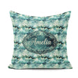 Custom Name Mystical Blue Green Clouds Sky Seamless Pattern Name Square Filled Cushion Throw Pillow Sofa Bed Home Decor Zip Washable UK Made