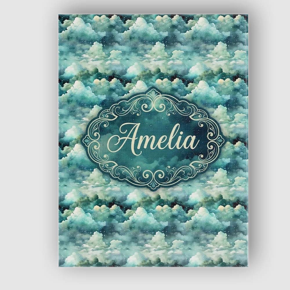 Personalised Name Mystical Blue Green Custom Modern Room Accent Creative Decorator Style Canvas Wall Art Print Decor Picture Ready to Hang