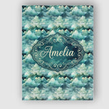 Personalised Name Mystical Blue Green Custom Modern Room Accent Creative Decorator Style Canvas Wall Art Print Decor Picture Ready to Hang