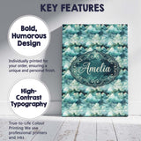 Personalised Name Mystical Blue Green Custom Modern Room Accent Creative Decorator Style Canvas Wall Art Print Decor Picture Ready to Hang