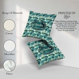 Custom Name Mystical Blue Green Clouds Sky Seamless Pattern Name Square Filled Cushion Throw Pillow Sofa Bed Home Decor Zip Washable UK Made