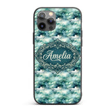Soft Teal Dreamy Clouds Sky Seamless Pattern Name Custom Name Protective Phone Case Mobile Cover Durable Everyday Smartphone Shock Resistant