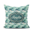 Custom Name Soft Teal Dreamy Clouds Sky Seamless Pattern Name Square Filled Cushion Throw Pillow Sofa Bed Home Decor Zip Washable UK Made