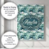 Personalised Name Soft Teal Dreamy Clouds Custom  Unique Gift Idea Elegant Feature Canvas Wall Art Print Decor Picture Ready to Hang