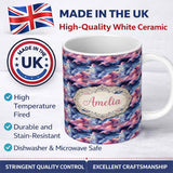 Personalized Custom Name Pink Blue Fantasy Night Clouds Sky Seamless Pattern Name Cute 11oz Ceramic Coffee Tea Mug White Large Handle