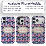 Pink Blue Fantasy Night Clouds Sky Printed Design Custom Name Protective Phone Case Mobile Cover Durable Everyday Smartphone Shock Resistant