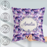 Custom Name Lavender Clouds Landscape Seamless Pattern Name Cute Square Filled Cushion Throw Pillow Sofa Bed Home Decor Zip Washable UK Made