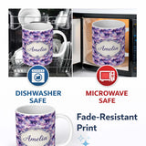 Personalized Custom Name Lavender Dream Clouds Landscape Seamless Pattern Name Cute Unique 11oz Ceramic Coffee Tea Mug White Large Handle
