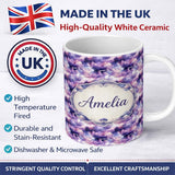 Personalized Custom Name Lavender Dream Clouds Landscape Seamless Pattern Name Cute Unique 11oz Ceramic Coffee Tea Mug White Large Handle