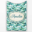 Soft Aqua Watercolor Clouds Sky Seamless Pattern Name Cute Unique  Personalised Custom Name Super Soft Fleece Blanket Bed Sofa Throw
