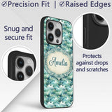 Soft Aqua Watercolor Clouds Sky Seamless Pattern Custom Name Protective Phone Case Mobile Cover Durable Everyday Smartphone Shock Resistant