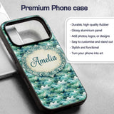 Soft Aqua Watercolor Clouds Sky Seamless Pattern Custom Name Protective Phone Case Mobile Cover Durable Everyday Smartphone Shock Resistant