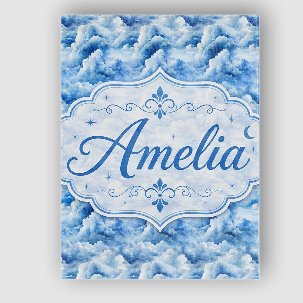 Personalised Name Blue White Realistic Custom  Modern Room Accent Elegant Feature Canvas Wall Art Print Decor Picture Ready to Hang