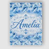 Personalised Name Blue White Realistic Custom  Modern Room Accent Elegant Feature Canvas Wall Art Print Decor Picture Ready to Hang