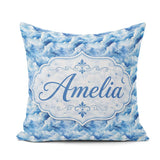 Custom Name Blue Realistic Clouds Sky Seamless Pattern Name Cute Square Filled Cushion Throw Pillow Sofa Bed Home Decor Zip Washable UK Made