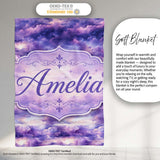 Purple Pastel Sunset Clouds Sky Seamless Pattern Name Cute Unique  Personalised Custom Name Super Soft Fleece Blanket Bed Sofa Throw