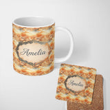 Personalized Custom Name Warm Sunset Orange Clouds Sky Seamless Pattern Name Cute Unique Gift 11oz Ceramic Coffee Tea Mug White Large Handle