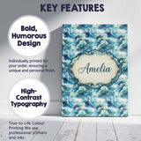 Personalised Name Deep Blue Ocean Clouds Custom  Unique Gift Idea Elegant Feature Canvas Wall Art Print Decor Picture Ready to Hang