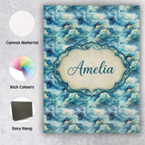 Personalised Name Deep Blue Ocean Clouds Custom  Unique Gift Idea Elegant Feature Canvas Wall Art Print Decor Picture Ready to Hang