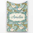 Art Nouveau Lily Pond Floral Seamless Pattern  Cute  Personalised Custom Name Super Soft Fleece Blanket Bed Sofa Throw