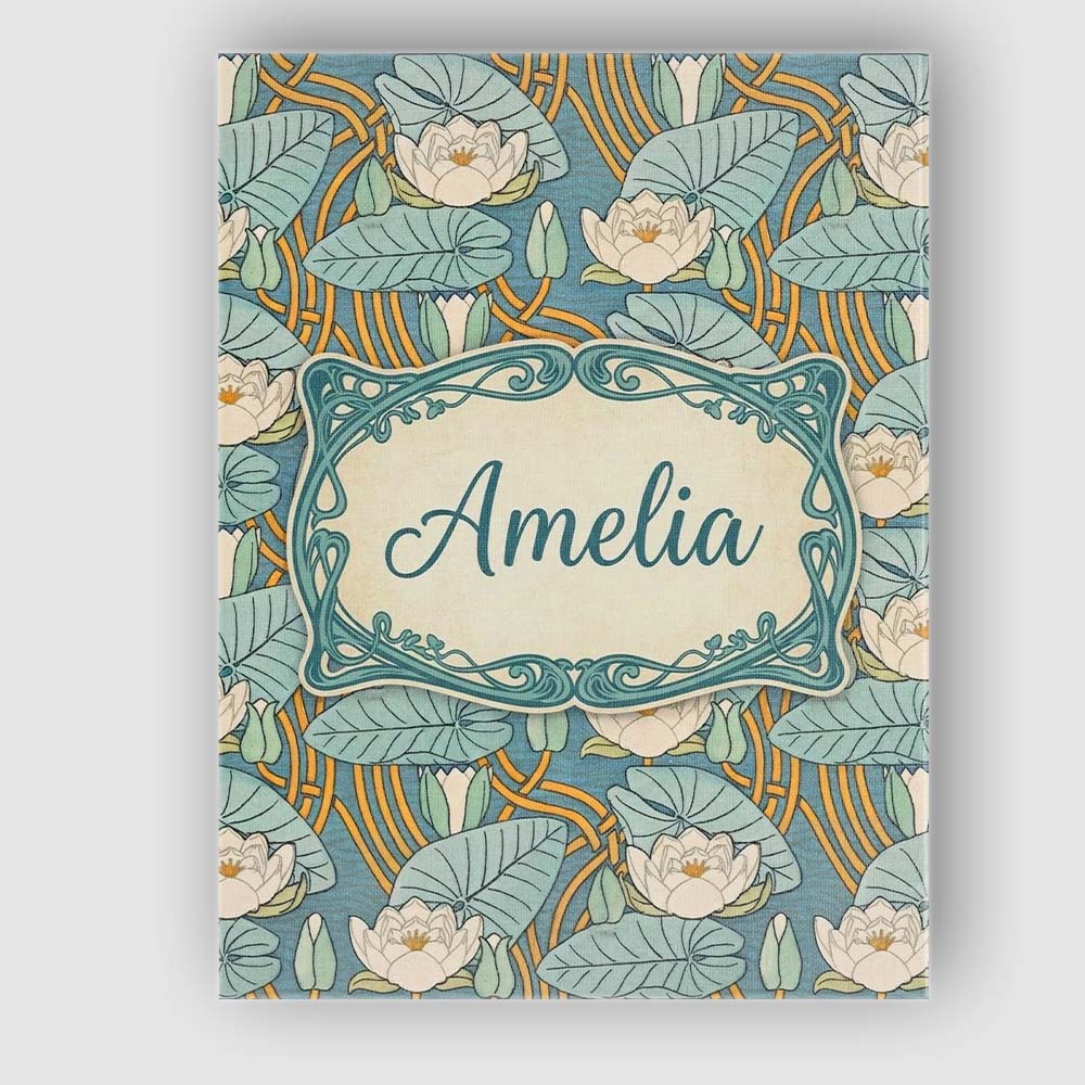 Personalised Name Nouveau Lily Pond Custom  Stylish Home Interior Elegant Feature Canvas Wall Art Print Decor Picture Ready to Hang
