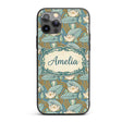 Art Nouveau Lily Pond Floral Seamless Pattern Custom Name Protective Phone Case Mobile Cover Durable Everyday Smartphone Shock Resistant