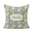 Custom Name Art Nouveau Lily Pond Floral Seamless Pattern Cute Square Filled Cushion Throw Pillow Sofa Bed Home Decor Zip Washable UK Made