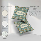 Custom Name Art Nouveau Lily Pond Floral Seamless Pattern Cute Square Filled Cushion Throw Pillow Sofa Bed Home Decor Zip Washable UK Made