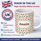 Personalized Custom Name Playful Watermelon Fruit Summer Seamless Pattern Name Cute Unique 11oz Ceramic Coffee Tea Mug White Large Handle