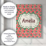 Personalised Name Cute Watermelon Fruit Custom  Modern Room Accent Elegant Feature Canvas Wall Art Print Decor Picture Ready to Hang