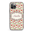 Watercolor Watermelon Slices with Green Leaves Custom Name Protective Phone Case Mobile Cover Durable Everyday Smartphone Shock Resistant