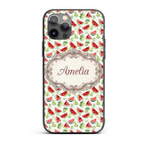 Watercolor Watermelon Slices with Green Leaves Custom Name Protective Phone Case Mobile Cover Durable Everyday Smartphone Shock Resistant