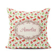 Custom Name Watercolor Slices with Green Leaves Seamless Pattern Square Filled Cushion Throw Pillow Sofa Bed Home Decor Zip Washable UK Made