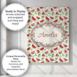 Personalised Name Watercolor Watermelon Custom  Modern Room Accent Elegant Feature Canvas Wall Art Print Decor Picture Ready to Hang
