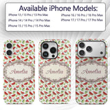 Watercolor Watermelon Slices with Green Leaves Custom Name Protective Phone Case Mobile Cover Durable Everyday Smartphone Shock Resistant